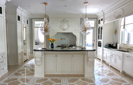 Kitchen cabinet refinishing in Richmond Hill featuring cabinets sprayed in Benjamin Moore White Dove OC 17, a timeless and elegant choice for a refreshed look