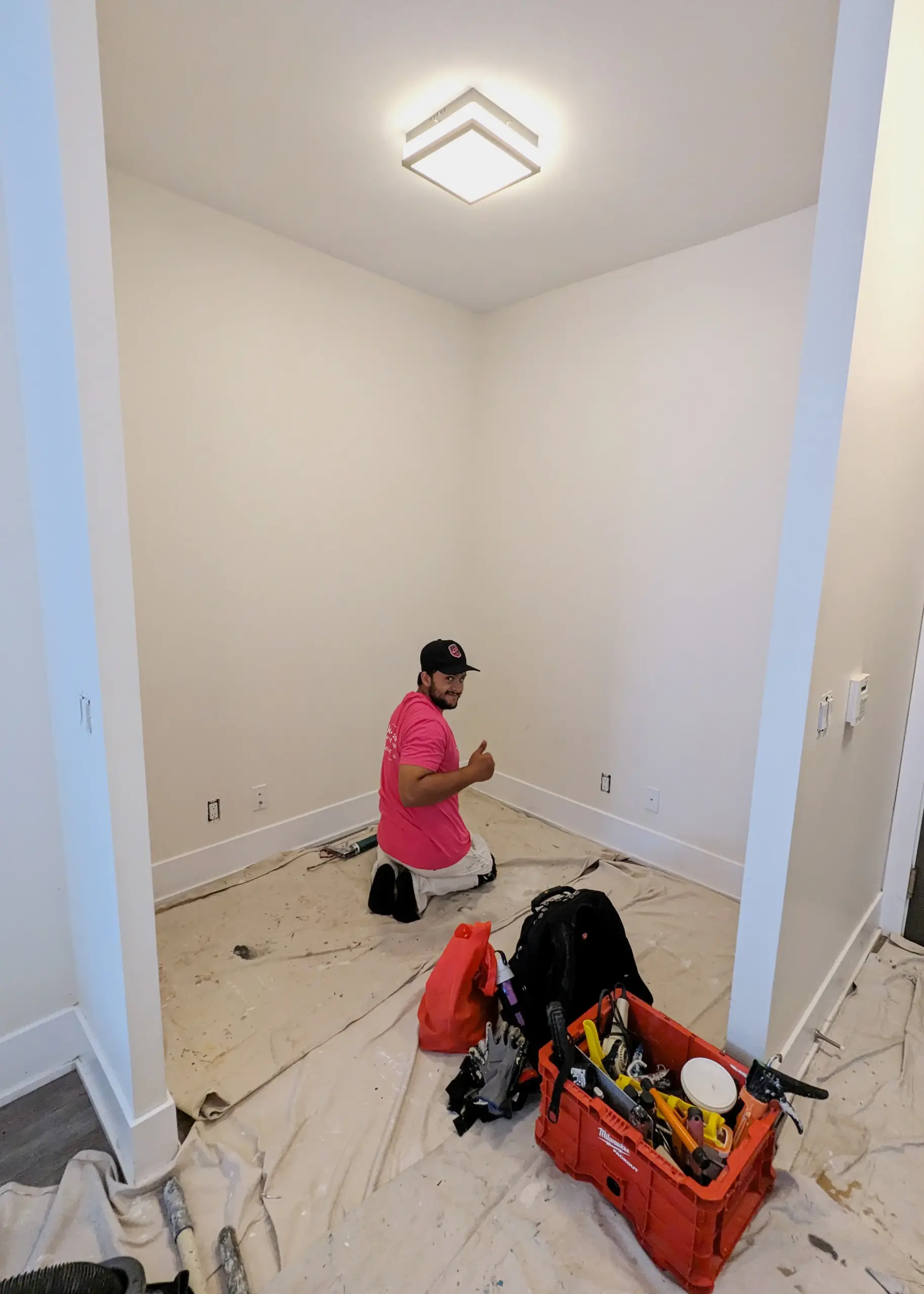 Toronto condo painters, Chromatist Painter at work, adding a touch of modern elegance to a downtown condo to prepare for the next condo owner to move in.