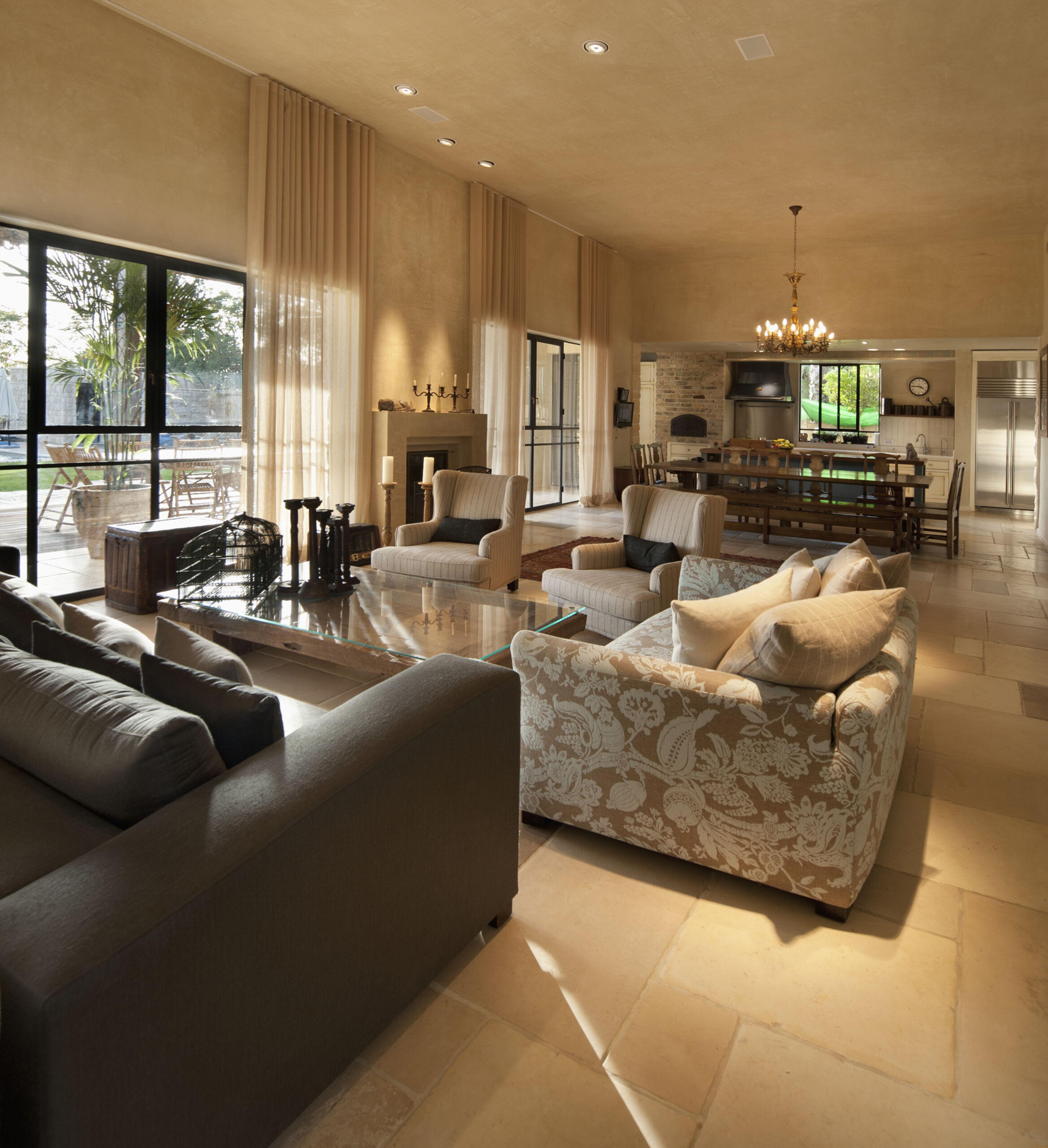 Beige Limewash Walls by Chromatist in Austin, TX A spacious living room with beige limewash walls in Austin, Texas.