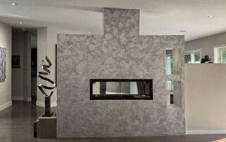 Detail of the silver metallic paint and mica being applied to the final coat of the metallic Venetian plaster.