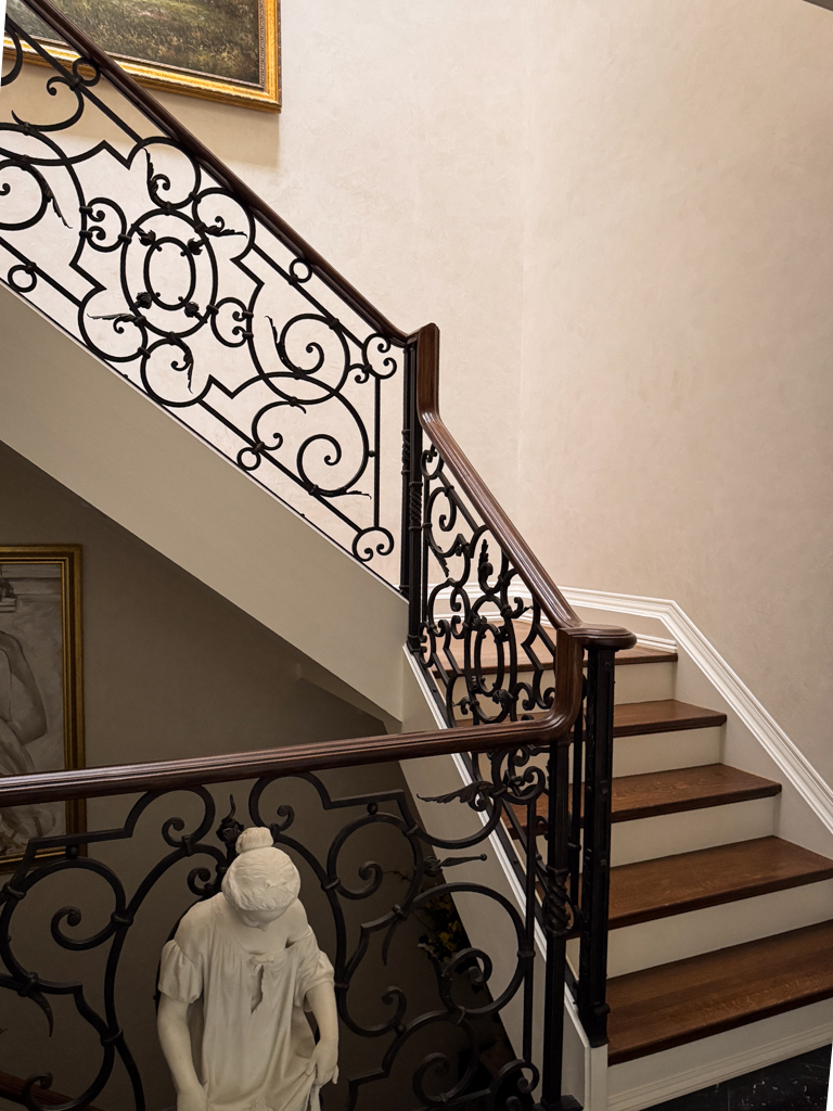 Seamless, high-gloss Venetian plaster finish (Grasello) applied to foyer and hallway walls of a luxury Richmond Hill home.