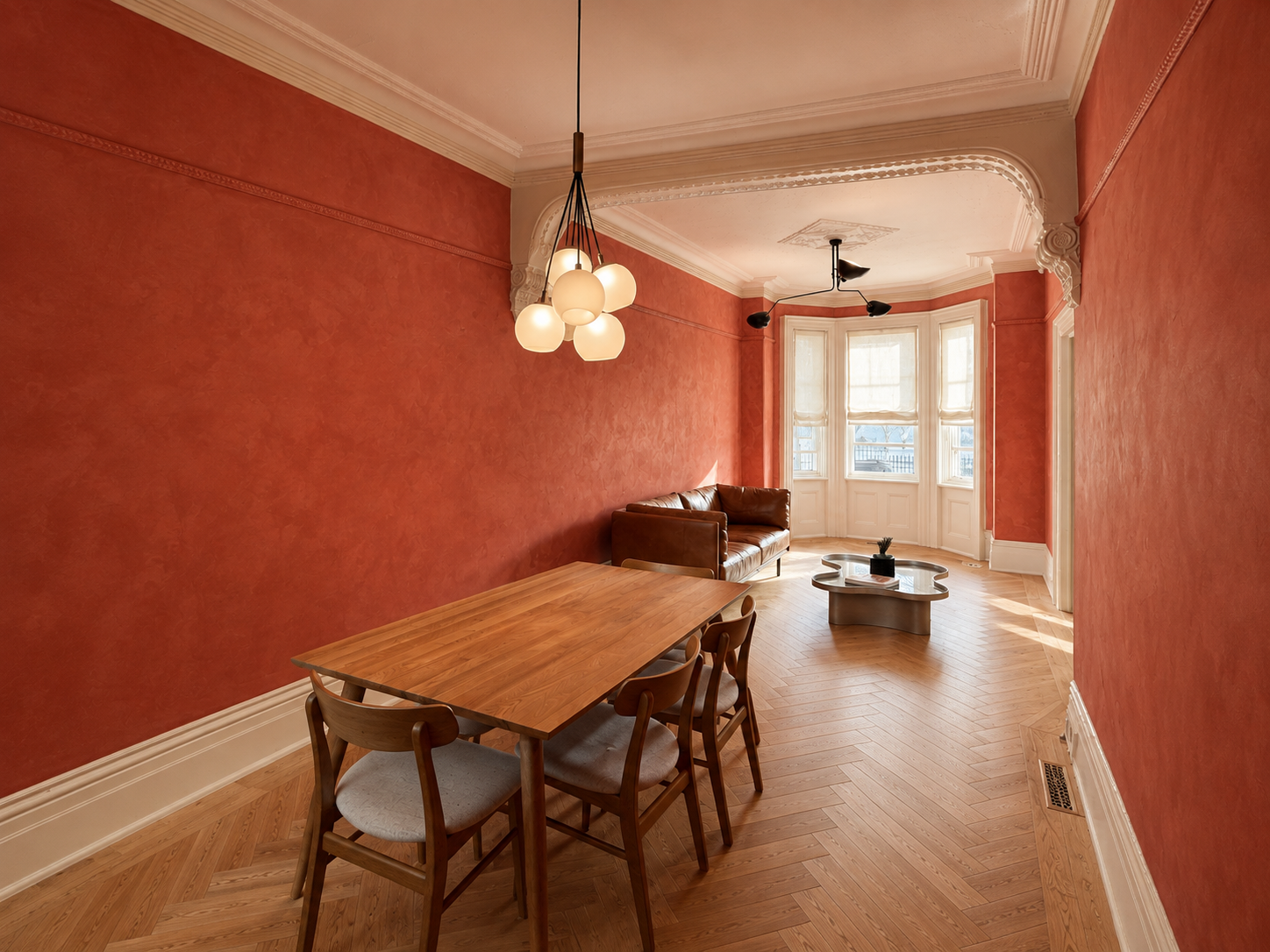 elegant-terracotta-limewash-in-a-classic-living-space Terracotta limewash living room walls by limewash painter Toronto in Victorian home