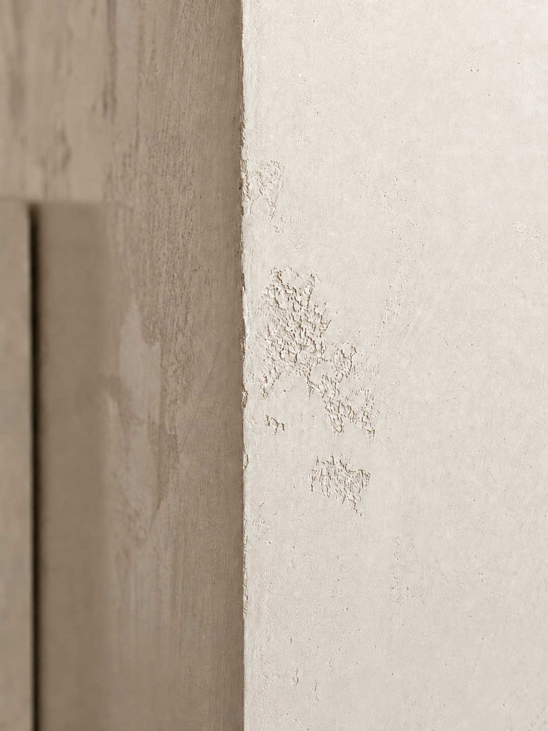 venetian-plaster-fireplace-world-map-design-master-bedroom8 Close-up of highly textured taupe Venetian plaster finish on a fireplace