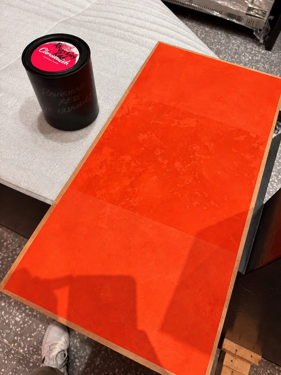 ravishing-red-limewash-finish-sample Ravishing-red limewash finish sample for Toro Toro in downtown Toronto